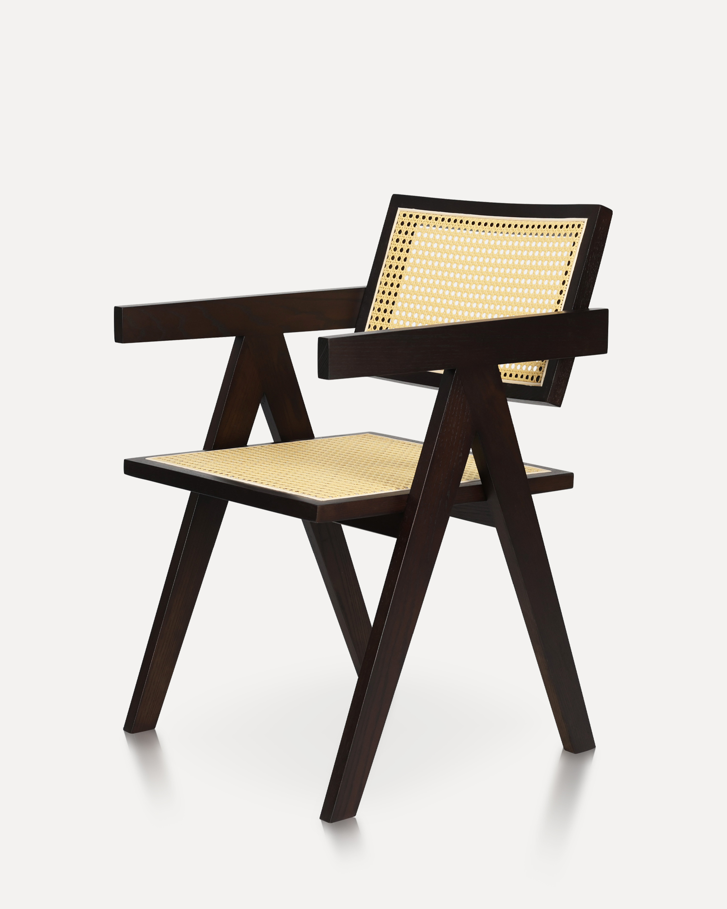 미니멀리스트 등나무 목재 식당 의자